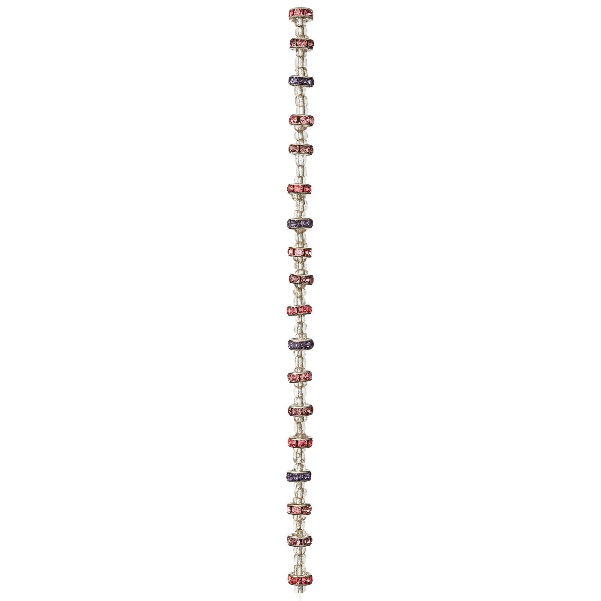 Purple & Pink Rhinestone Rondel Beads, 8mm by Bead Landing™